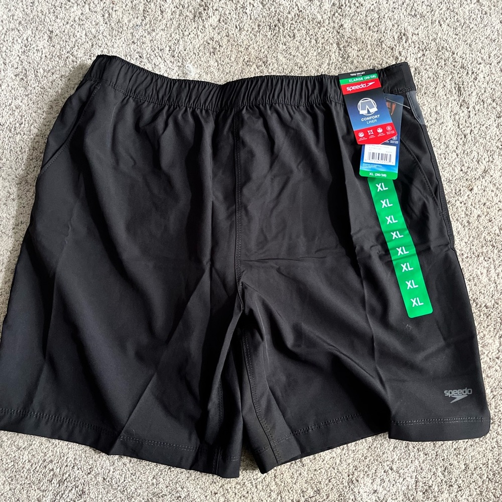 Men’s black speedo swim trunks